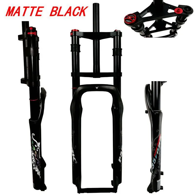 26x4.0 MATTE BLACK PASAK P35 вилка для снежного велосипеда ATV 26*4,0 алюминиевый сплав Масляный газ амортизатор пневматическая передняя вилка двойное плечо внедорожный велосипед 135 мм - Цвет: 26x4.0 MATTE BLACK