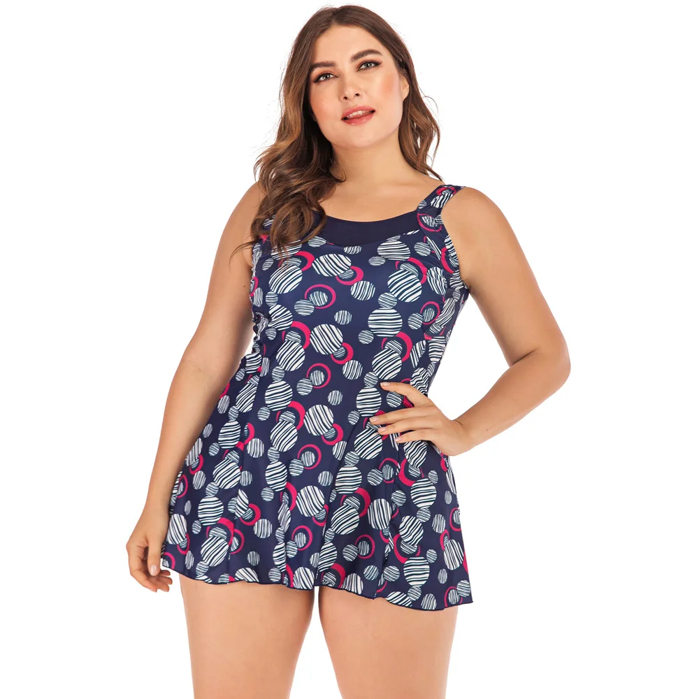 Swimming Skirt Women Plus Size Two Piece Beach Wear Dress 5XL Printing Large Bathing Suit Mujer Verano Sexy Swimsuit Bikini-Girl - Цвет: Многоцветный