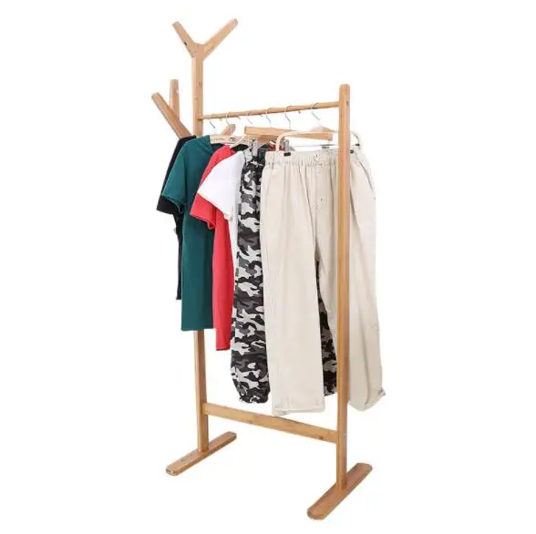 Высокое Качество Бамбуковая напольная стойка стиль одежда дерево hallstand hatstand hat rack coatrack