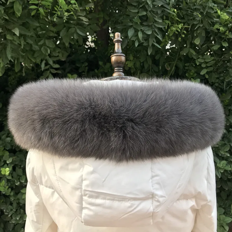 Genuine Fox Fur Scarves Collar Winter Natural Real Fox Fur Collar Scarf for Women coat Warm Hood Fur Scarf shawl Female