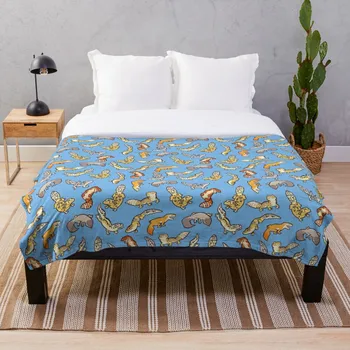 

chub geckos in blue Blanket Wool Flannel Plush Blanket Bedspread For office Sherpa Blanket Couch Quilt Cover Travel