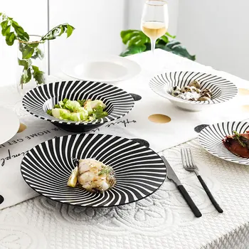

Straw Hat Western Food Steak Plate European Style Home Creative Shooting Props Restaurant Pasta Round Plate Decorative Tableware