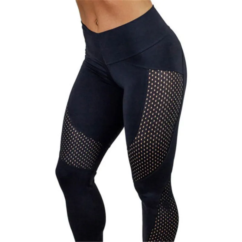 Yoga Pants Women Leggings Fitness Mesh Hollow Black Push Up Leggings Female Gym Booty Sports Tights Sportswear Running Trousers sports leggings yoga pants female tights