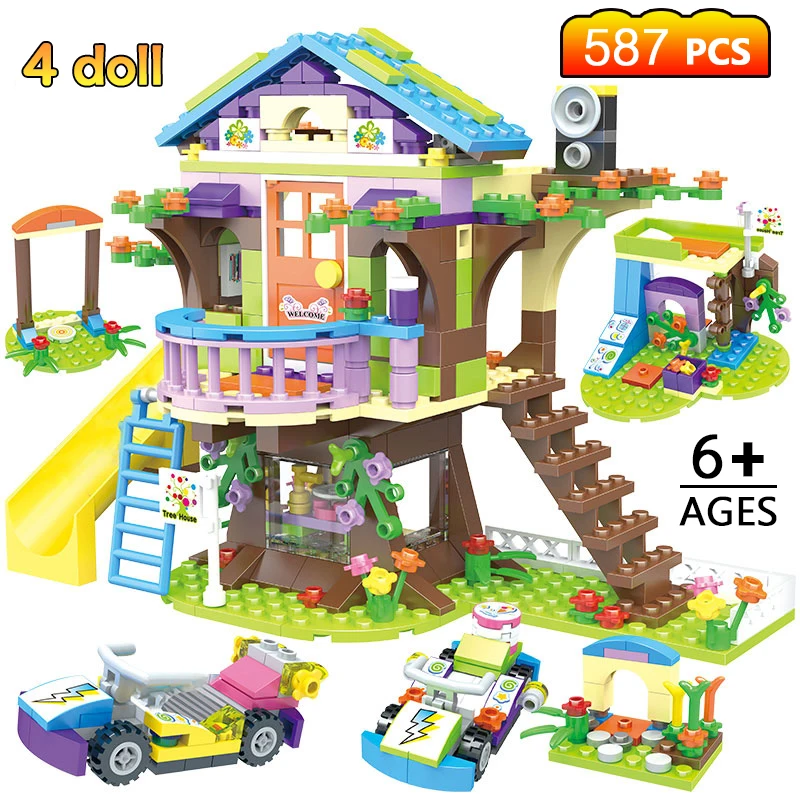 Девушки Миа Приключения дерево дом укладки кирпичей новые строительные блоки