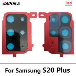 Enhanced Back Camera Glass Lens + Frame Rear Housing Cover with Metal Frame Holder (S20 plus Red)