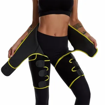 

2020 Women Neoprene Sweat Body Shaper Legs Shaper Yellow Slender Slimming Belt Legs Thigh Slimmer Reduce Wraps Sweat Shapewear