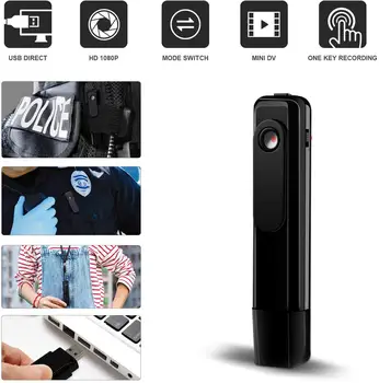 

Body Camera HD 1080P Wearable Mini Pen Camera Portable Cop Pocket Cam Convert Video Recorder USB/One Key Fast Record Police Body