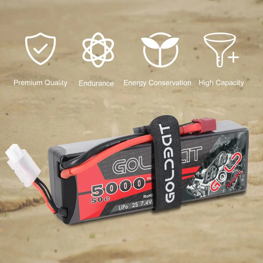 GOLDBAT 5000mAh 2S 50C 7,4 V Жесткий Чехол Lipo аккумулятор с Т-штепсельной вилкой для RC Автомобиль Грузовик Лодка Heli самолет БПЛА Дрон FPV гоночный