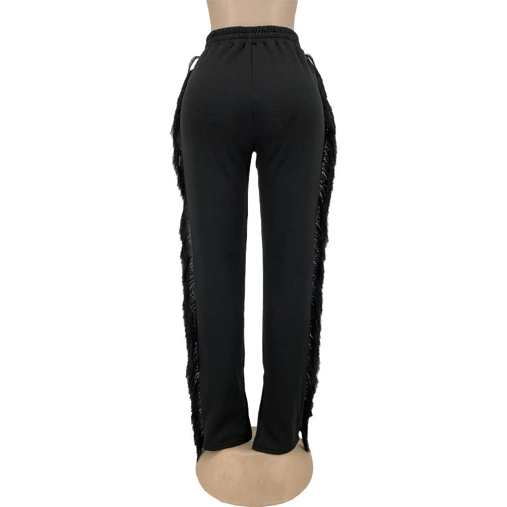 Venda por Atacado Itens a Granel Calças de Cintura Lotes Activo Wear Desportivo Feminino Extra-longo Sweatpant Casual Harajuku Lado Borlas Emendadas Alta 24 Cheap Calças e capris