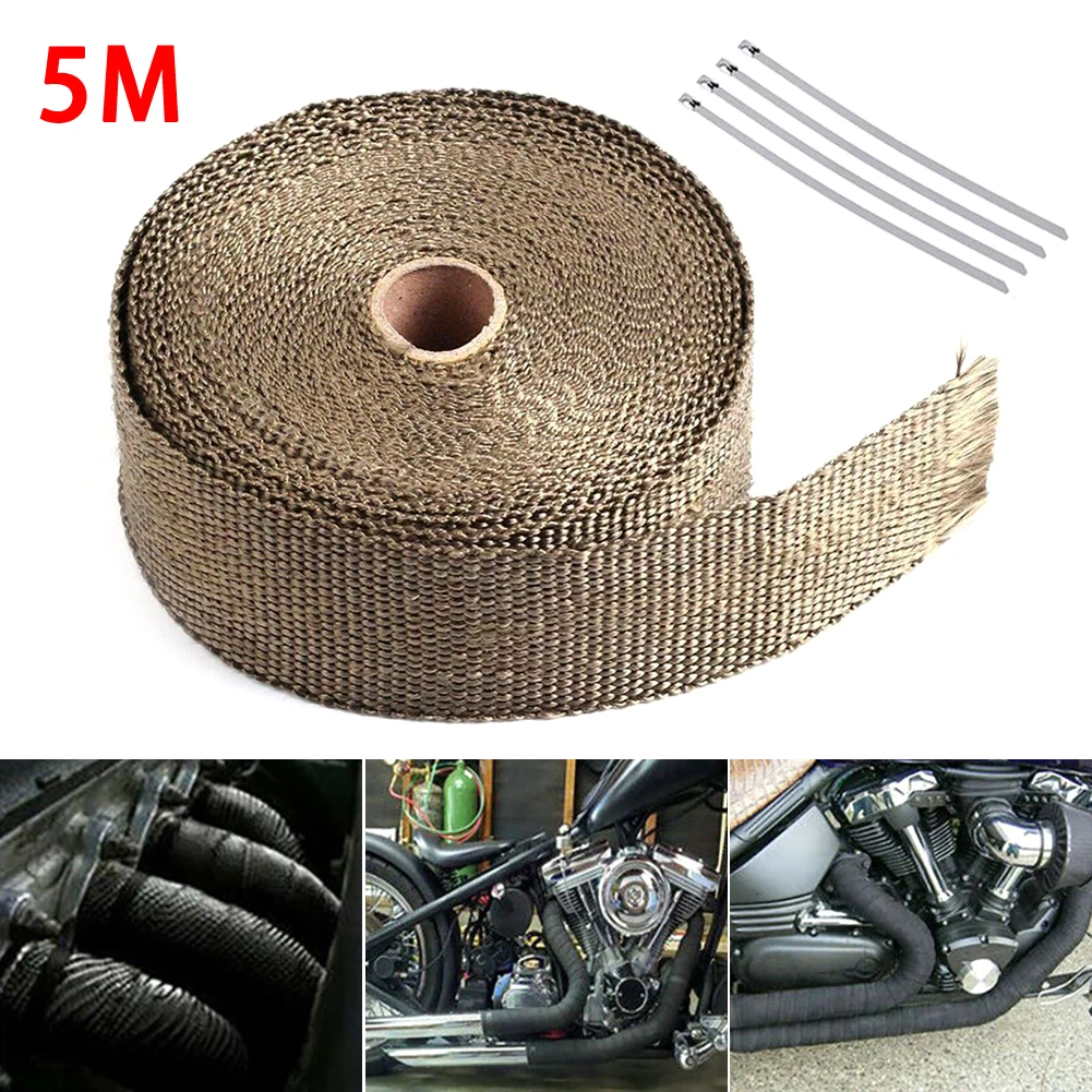 2.5cmx5m Motorcycle Exhaust Thermal Tape Header Heat Wrap Manifold Insulation Roll Resistant