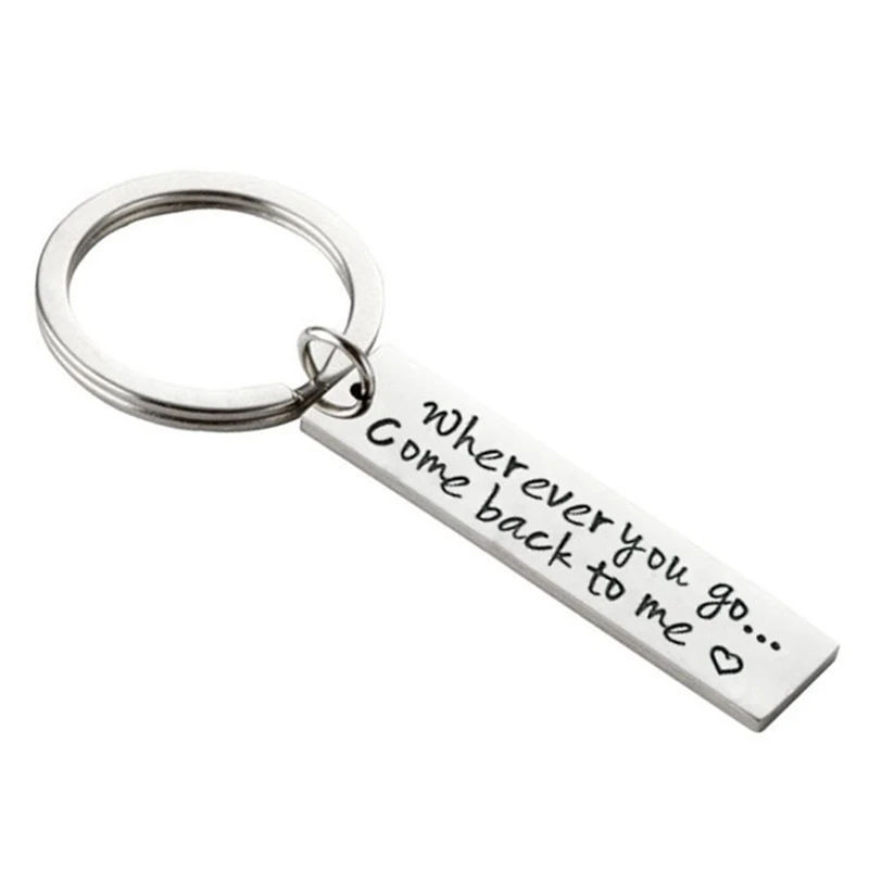 Wherever You Go Come Back To Me Keychains Distance Love Key Tag Coordinate Keyring Gift From Wife Girlfriend Bag Charm