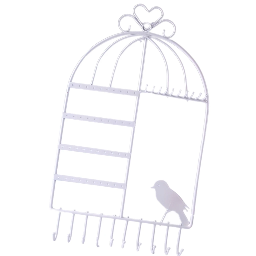 New Metal Birdcage Jewelry Holder Earring Display Hanger Necklace Organizer Hook
