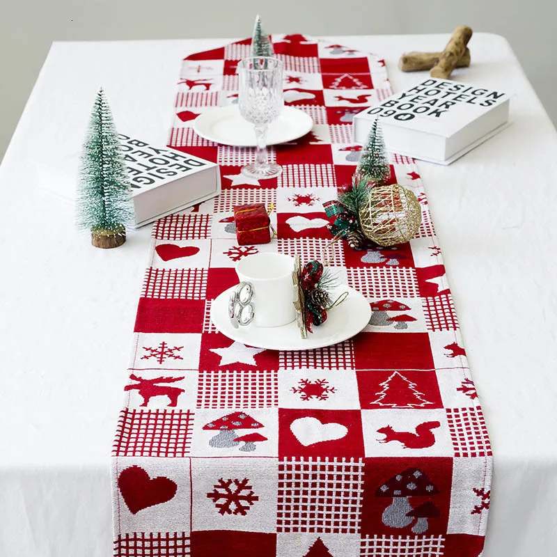

Snowflake Deer Linen Christmas Table Runner Placemat Tablecloth Mat Wedding Xmas New Year Festive Party Banquet Home Decor 62872
