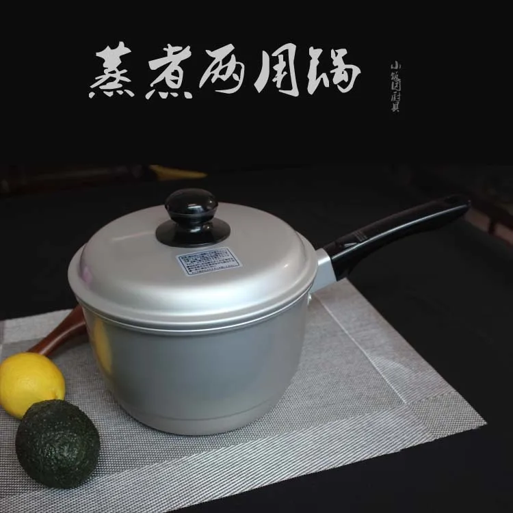 Японский приготовленный на пару суп молоко для супа риса лапша Алюминиевый горшок двойного назначения Горячая детская еда легкий бытовой сковорода газовая плита