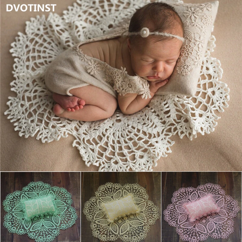 Dvotinst Newborn Baby Photography Props Retro Hollow Out Pillow Background Pad Studio Shooting Accessories Photo Shooting Props