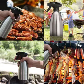 

1pc Food Grade Stainless Steel Spray Pot Spray Type 500ml Jar Transparent Spray Bottle Oil Kitchen Seasoning BBQ Tool Bottl Z3I1