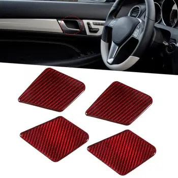 

4pcs Carbon Fiber Interior Door Bowl Trim Decor Fit for Mercedes C-Class E-Class W212 W204 Red 2007-2016