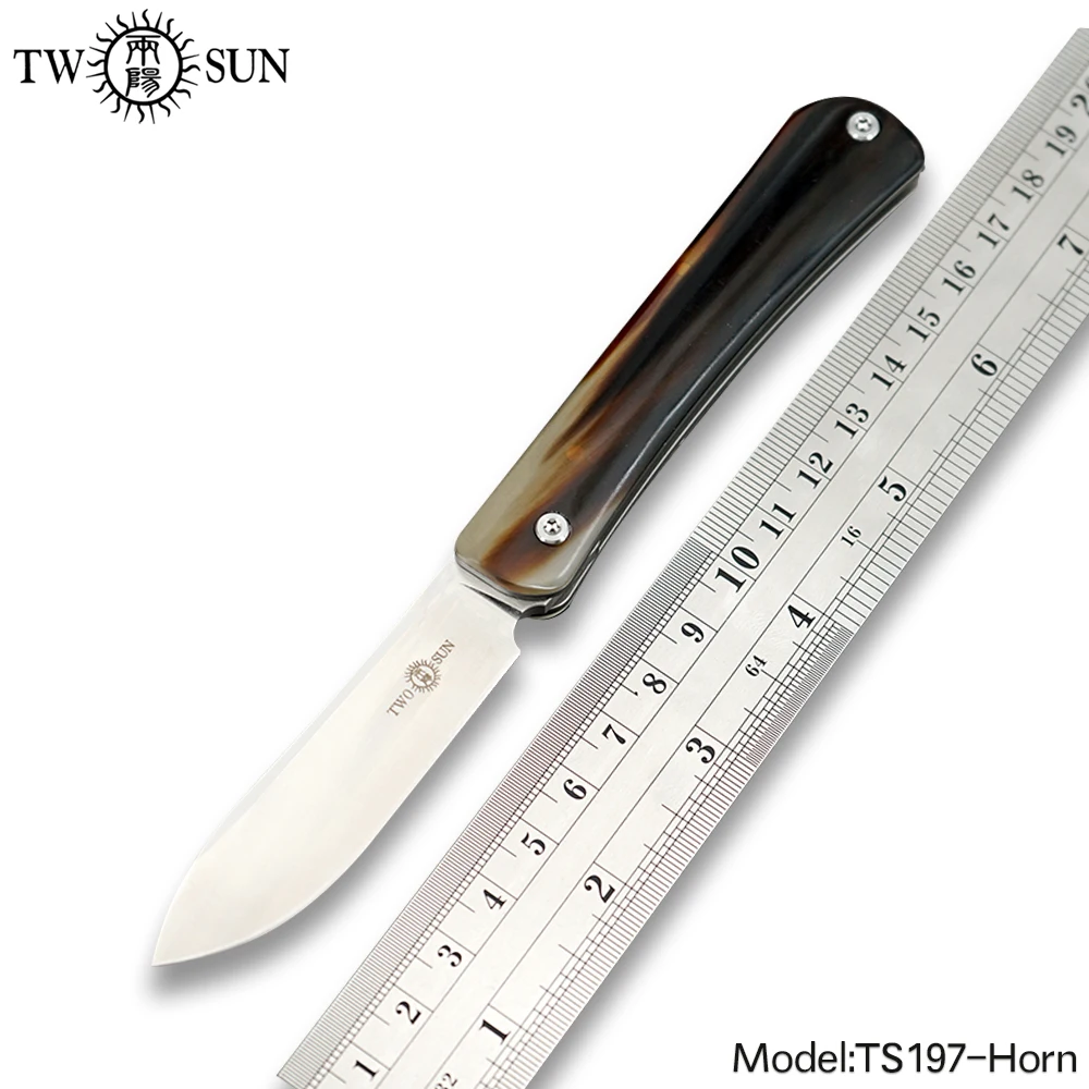 

TWOSUN knives SLIP JOINT M390 Pocket folding Knife outdoor camping knife hunting survival tool EDC Titanium Bone Handle TS197