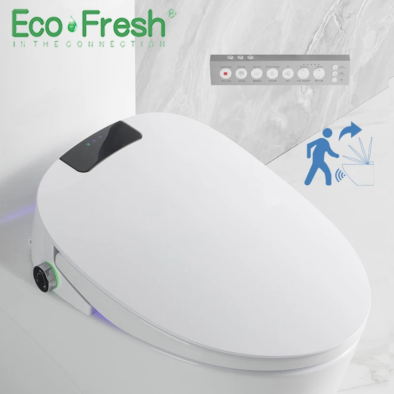 Ecofresh Wc Smart Toilet Seat Coprisedile Auto Flip Opening Bidet Elettronico Copriwater Riscaldato Intelligente