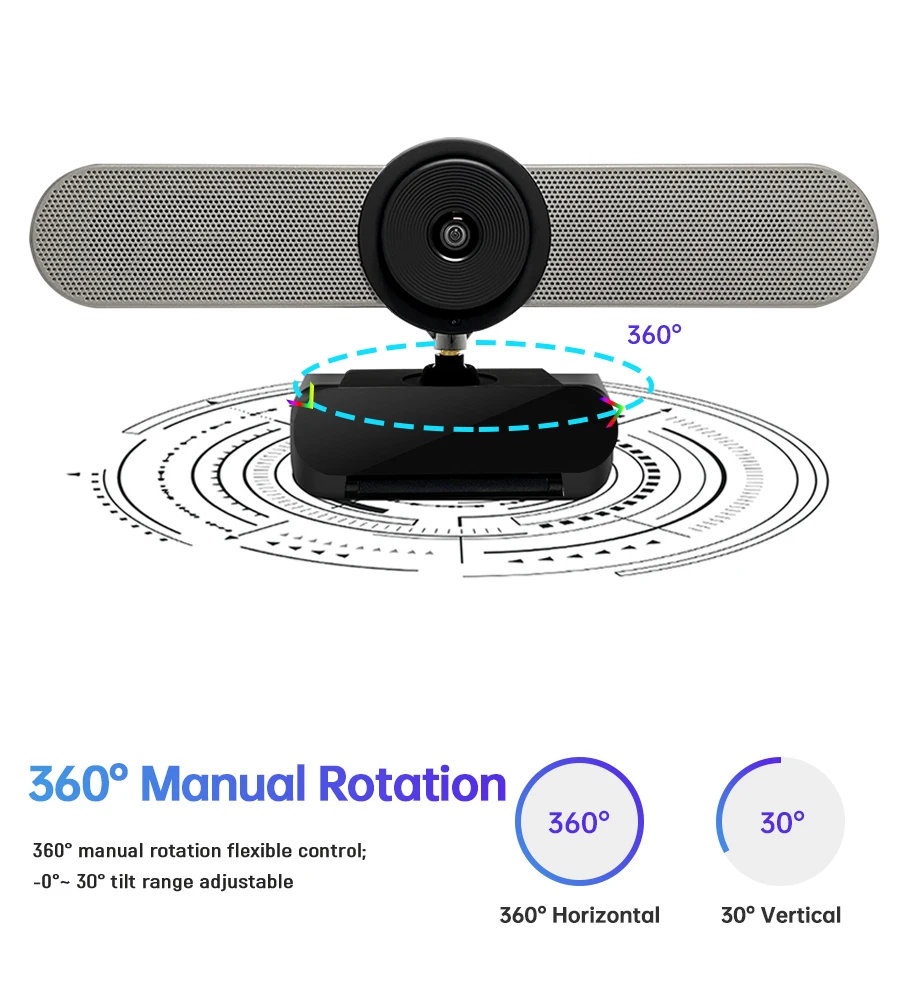 2MP HD 360° Video Conference Camera Wide Angle 4K 8MP USB Webcam Broadcast Multimedia WDR Rotatable PTZ Camera Built-in Speaker 2MP HD 360° Video Conference Camera Wide Angle 4K 8MP USB Webcam Broadcast Multimedia WDR Rotatable PTZ Camera Built-in Speaker