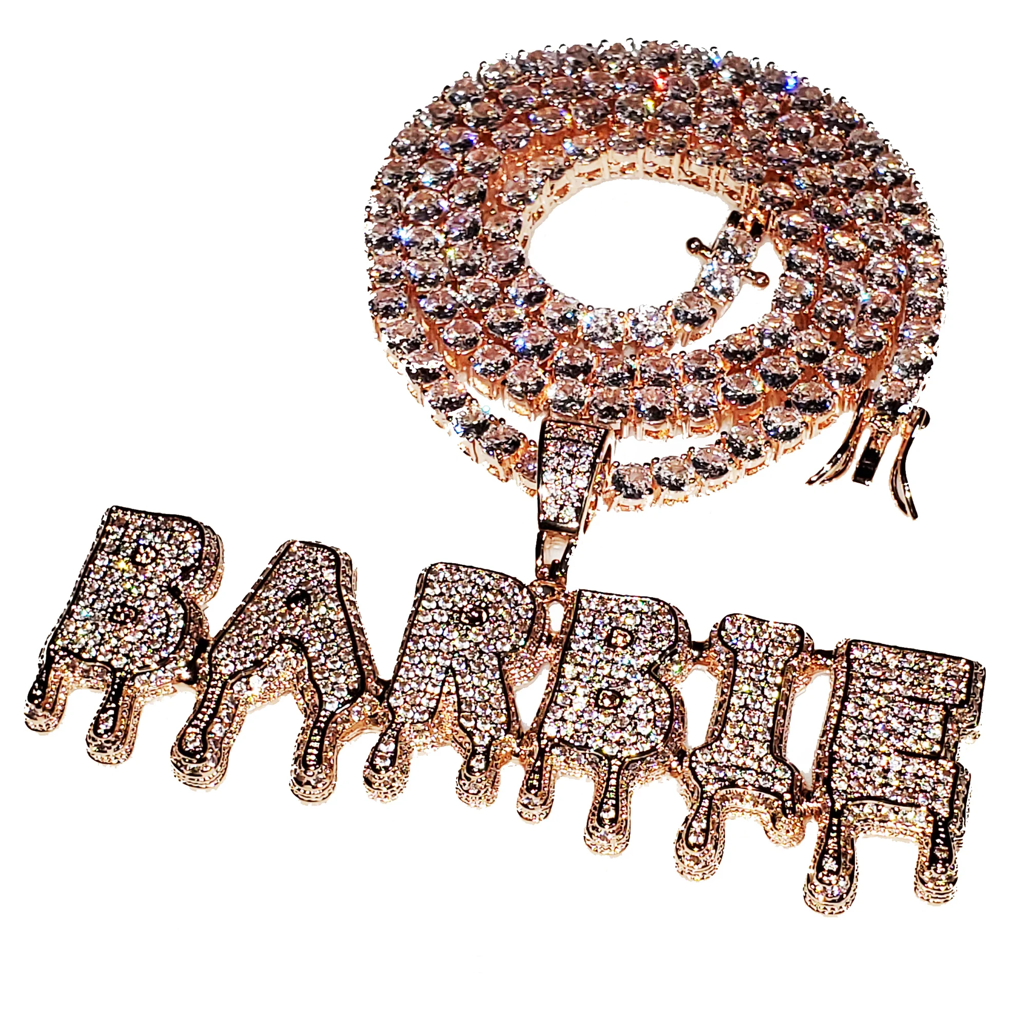 CUSTOM Name Jewelry Icy Diamond Drip Letters Chain Pendant Necklaces For Men Hip Hop Accessories With Tennis Chain Gift for Her