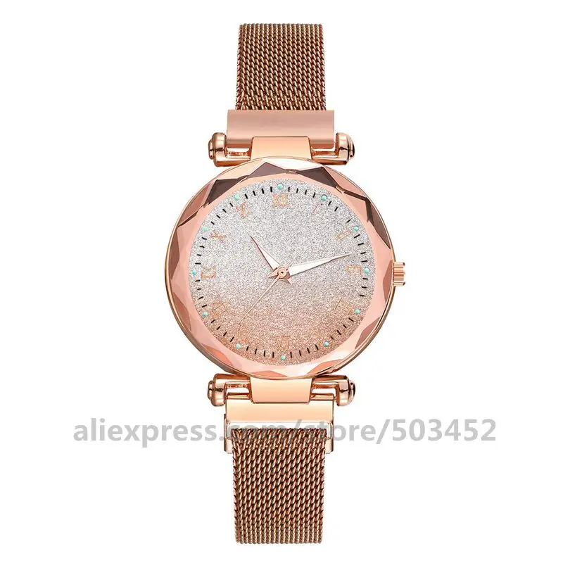 gradient rose gold 100 шт./лот, новинка, градиентный цвет, шикарные, с магнитным ремешком, звездное небо, женские часы, светящиеся, опт, женские часы - Цвет: gradient rose gold