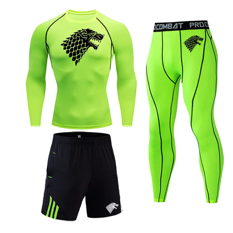 Мужские компрессионные комплекты MMA спортивный костюм для мужчин бега набор