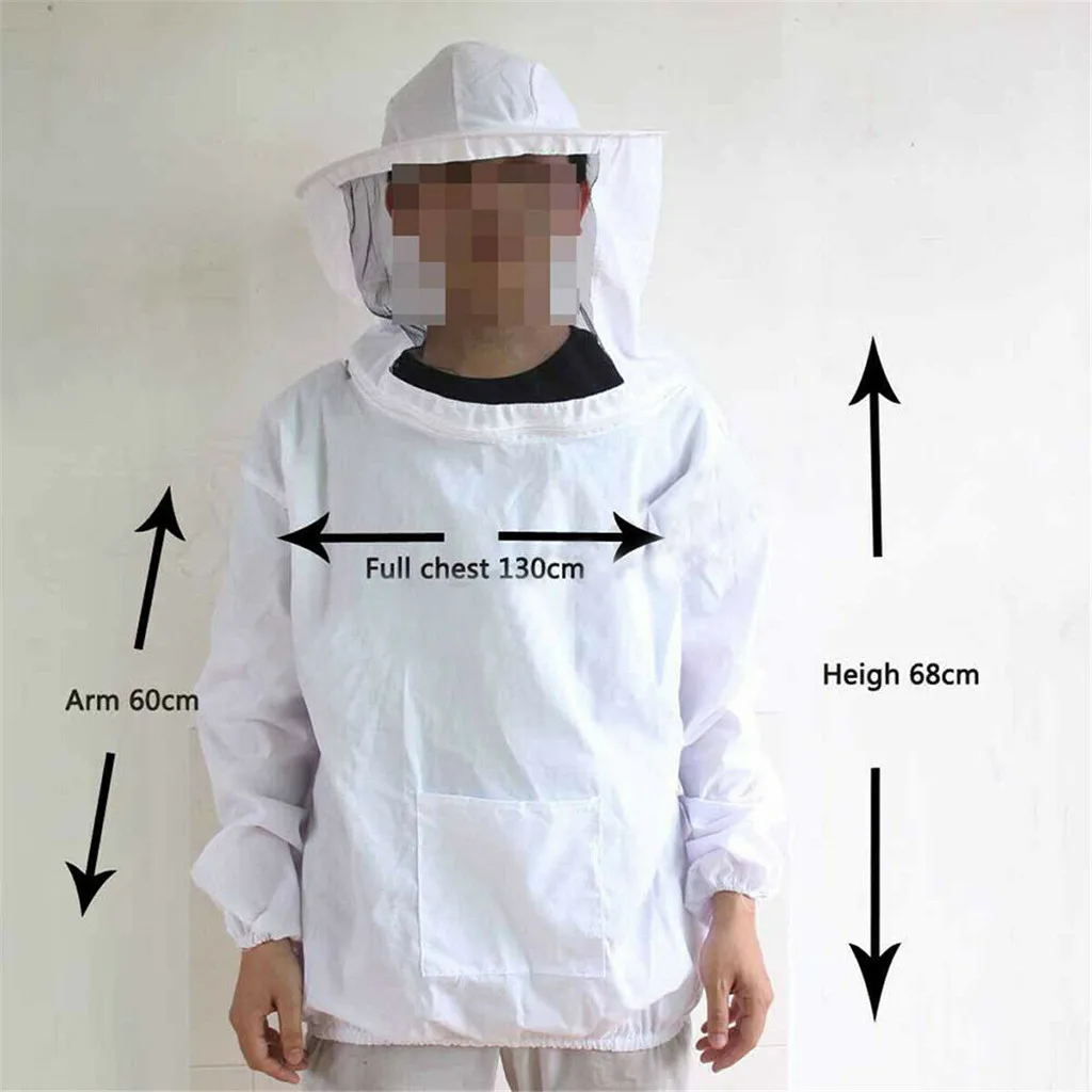 4pcs/set Beekeeping Tools Antibee Protective Clothing Jacket Breathable White Beekeeping Suit Bee Brush Gloves Set Equipment