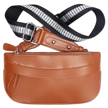 

Fashion Multifunction Women's Crossbody Bag Semi Circular Webbing Chest Pack Leisure Travel Shoulder Bag with Wideth Strap