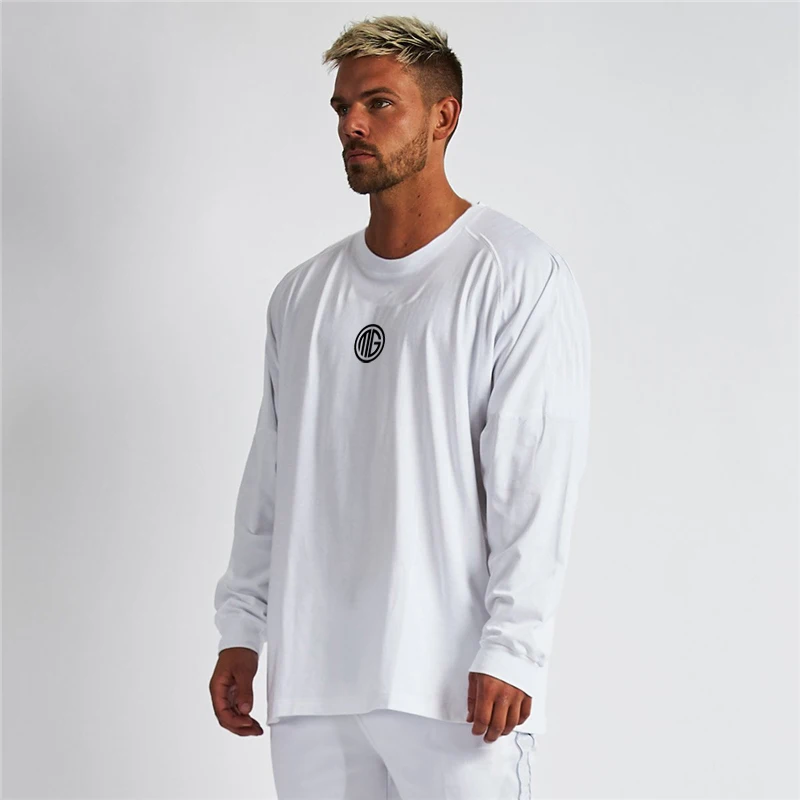 

New Brand Men's Color Fitness Fashion Long Sleeve Bodybuilding TShirts Sporting Training Trend Oversize Sports T Shirt