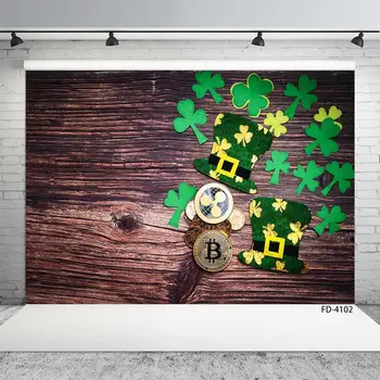 

Photo Studio Prop St. Patrick's Day Gold Clover Wooden Plank Background Decor Holiday Vinyl Photography Backdrop Party Photocall