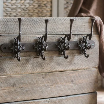 

Vintage Design Cast Iron Wall Hook Decor Metal Rococo Organizer Hook Door Device Convenience Houseware Handcraft Accessories