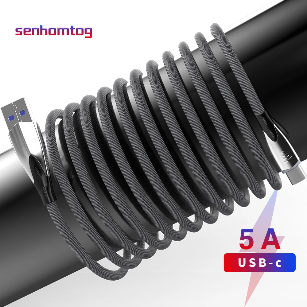 Кабель USB C Type c 5A для быстрой зарядки и передачи данных плетеное зарядное
