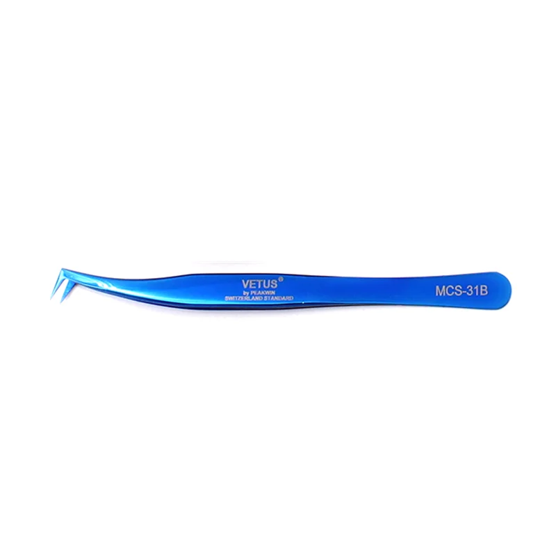 31B-Bright Blue Vetus Original MCS Series New Style Premium Eyelashes Tweezers Ultra Fine Tip Improve for 3D 6D Lashes Extensions - Цвет: 31B-Bright Blue