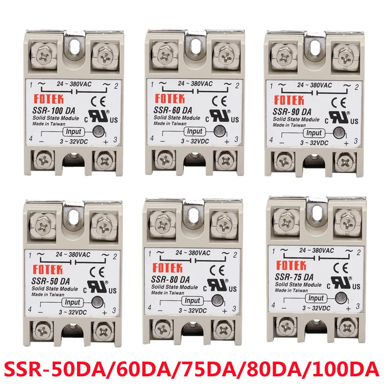 Твердотельное реле SSR-50DA SSR-60DA SSR-75DA SSR-80DA 50A 60A 75A 100A 3-32V DC TO 24-380V AC SSR 50DA 60DA 75DA 100DA |