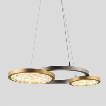 

Nordic Postmodern Restaurant Crystal Pendant Lamp Creative Double Ring Design Dinner Parlor Bedroom Study Lamp Fxitures