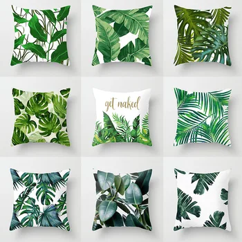 

Fashion Torrid Zone Plant Dacron Pillow Cover Office Fabric Sofa Cushion Cover Home Peach Skin Pillow Case