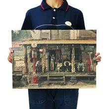 [B06] американское шоссе рядом с магазином Ретро плакат из крафт-бумаги экран для помещений кафе декоративная живопись