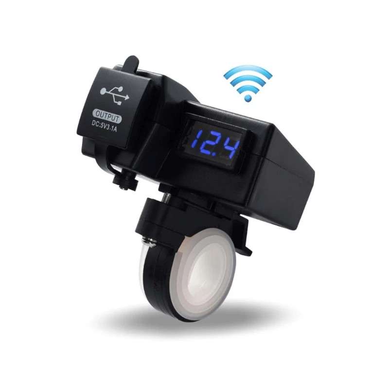  Wasserdicht 12V Motorrad Dual Port USB Ladegerät LED Voltmeter Mit GPS Positionierung
