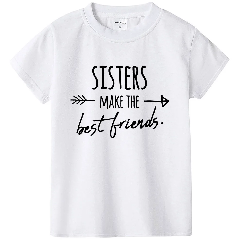 Детская футболка с надписью «Sister Make The Best Friends» футболка для девочек повседневная детская футболка с надписью «Best Friends» Для малышей Прямая поставка