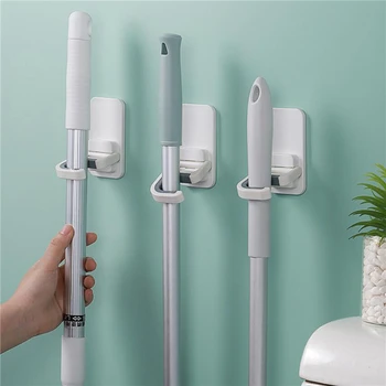 

Broom Holder Mop Wall Mounted Mop Holder Household Adhesive Storage Broom Hanger Mop Hook Racks Kitchen Bathroom Organizer