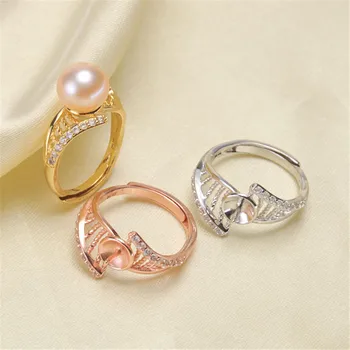 

Pearl Ring Settings, Fashionable Ring Findings, Adjustable Size 925 Silver Ring Jewelry DIY making No Pearl Free Shipping