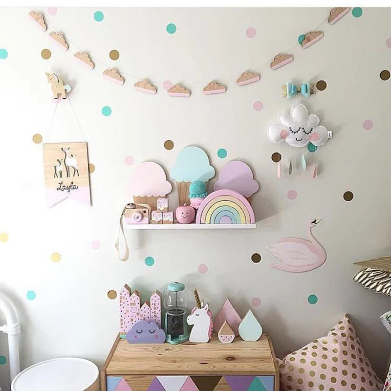 

Kids Room Decor Photography Props For Nordic Style Wooden Banner Unicorn Clouds Feather Swan Set Wall Hanging Garland