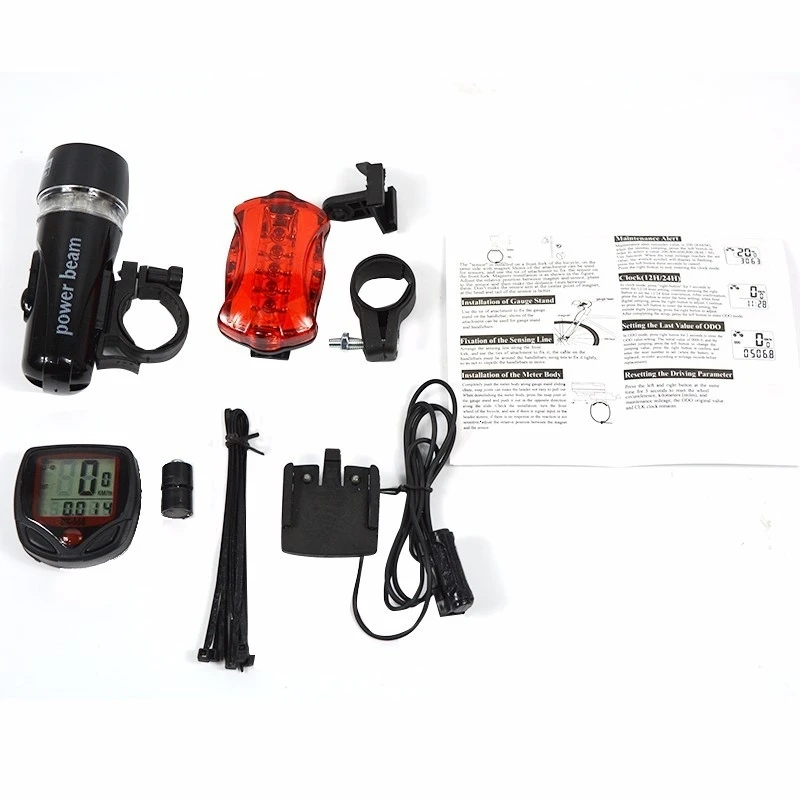 Perfect Bicycle Speedometer and 5 LED Mountain Bike Cycling Light Head and Rear Lamp Light Super Bicycle Accessories Set 18 Perfect Bicycle Speedometer and 5 LED Mountain Bike Cycling Light Head and Rear Lamp Light Super Bicycle Accessories Set 18
