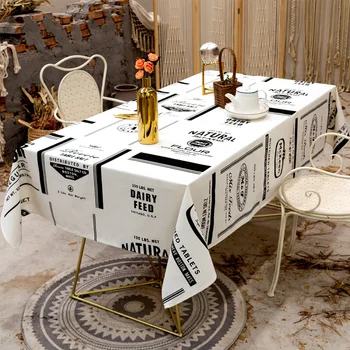 

Text Nordic Cotton Linen Dustproof Tablecloth White Rectangular Waterproof Coffee Table Cloth Home Decor Manteles Toalha De Mesa