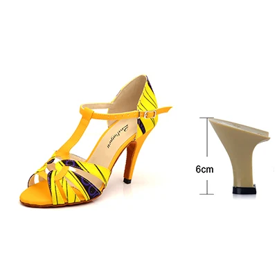 Yellow 6cm Обувь для танцев сальсы; женская обувь для латинских танцев с мягкой подошвой; обувь для танцев с принтом батика; обувь для танцев; Bsllroom; домашние сандалии - Цвет: Yellow 6cm