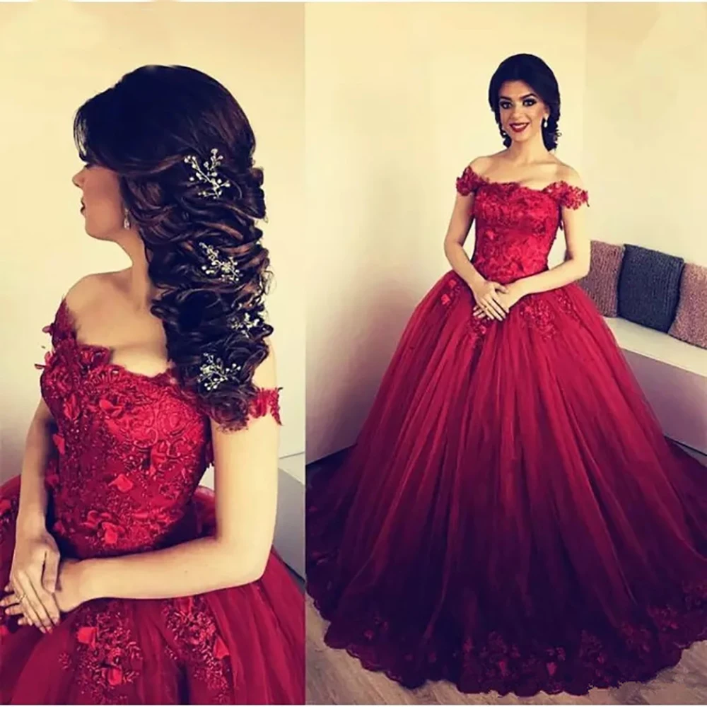 New Customize Stylish Plus Size Burgundy Long Evening Dresses Lace-Up Strapless Masquerade Ball Gown Prom Dress with Appliques | Свадьбы и