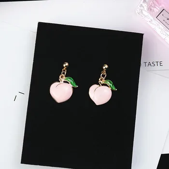 

Dangle Ear Earrings Small Ladies Pendant Peach Earring Design Ladies Wedding Jewelry Girls Kpop Pink Trendy Stainless Kolczyki