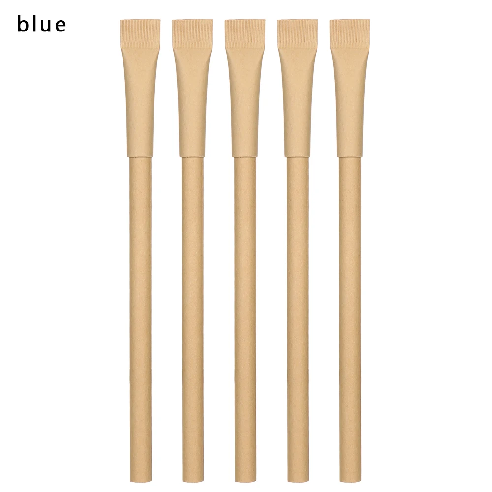 5Pcs Creative Toothpaste Shape Kraft Paper Pen Environmental Friendly Ballpoint School Office Signature Writing Pen Stationery