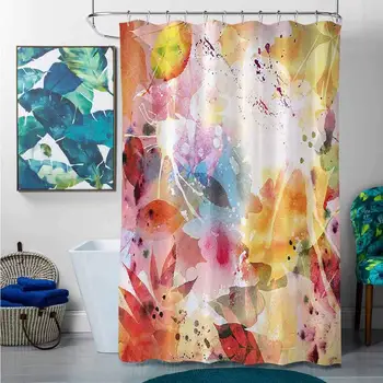 

Shower Curtains Boys Floral,Psychedelic Murky Flower Figures with Paintbrush Style Grunge Hazy Tones Artwork,Multicolor,W69 x